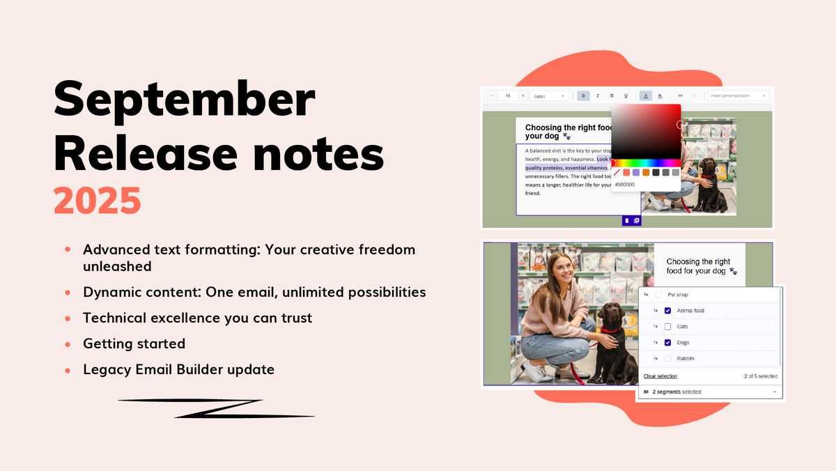 Release notes september 2025: Geavanceerde teksteditor + dynamische content